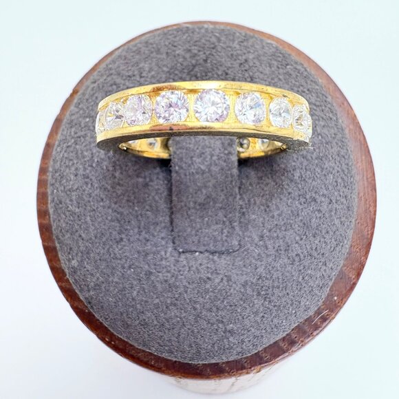 VTG Gold Over Sterling Silver 925 Cubic Zirconia Channel Set Band Ring Size 7 - Picture 1 of 10